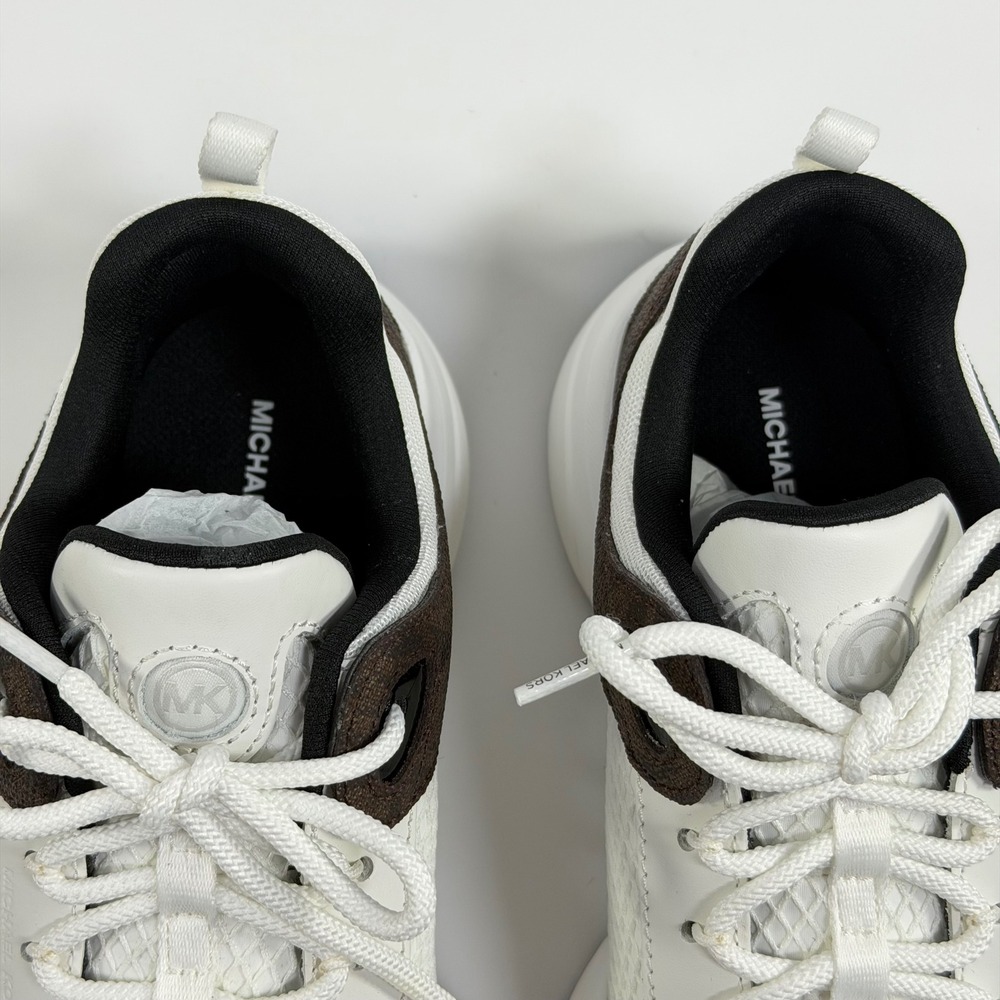 Michael Kors Size-7M Womens Bowie Trainer Diamond Mesh XL Sneakers White - Picture 9 of 10